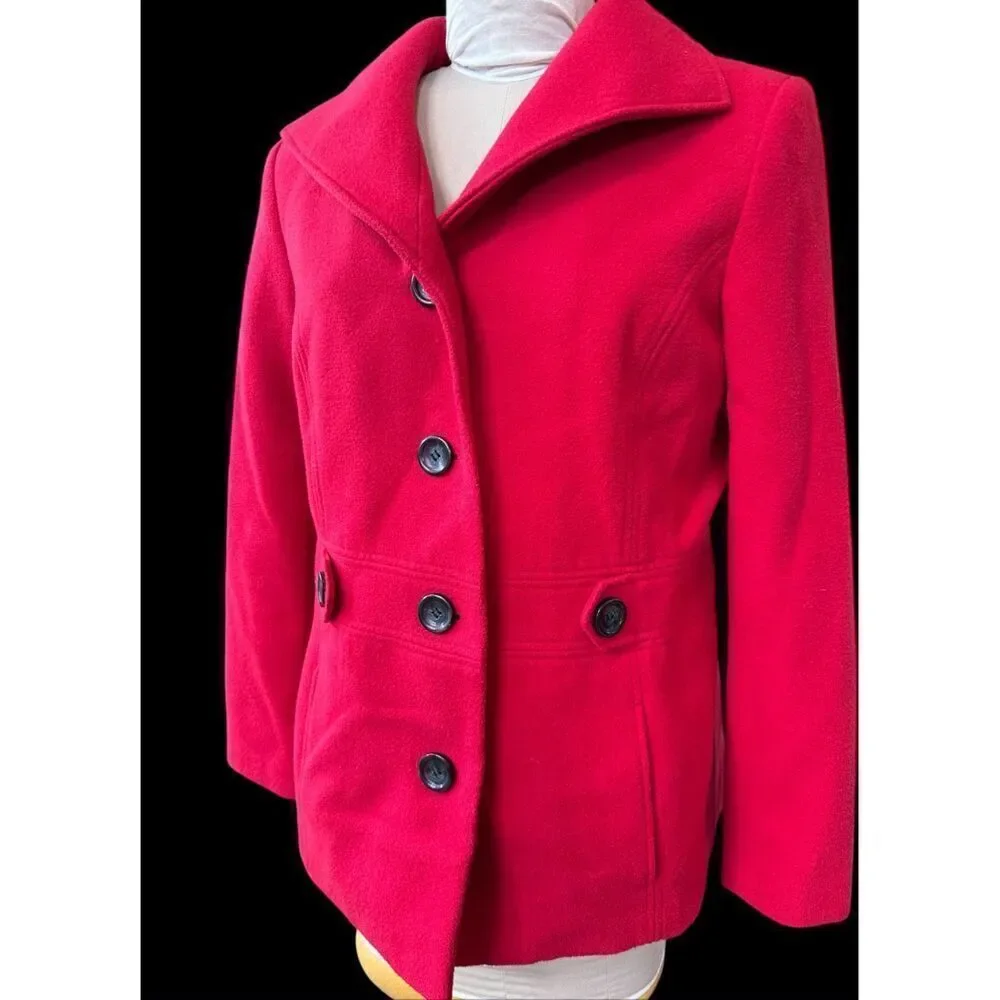JM Collection Women’s Pea Coat Ted Button Front Sz. M Lined Classic
